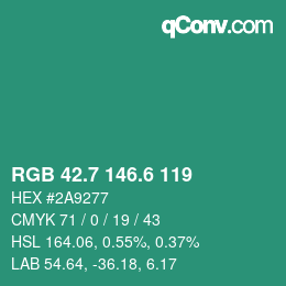 カラーコード: RGB 42.7 146.6 119 | qconv.com