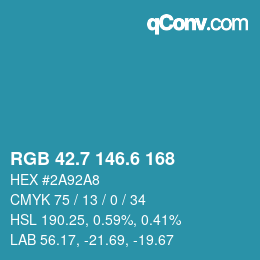 カラーコード: RGB 42.7 146.6 168 | qconv.com