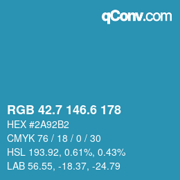 カラーコード: RGB 42.7 146.6 178 | qconv.com