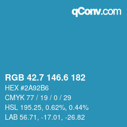カラーコード: RGB 42.7 146.6 182 | qconv.com