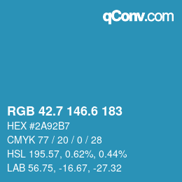 カラーコード: RGB 42.7 146.6 183 | qconv.com
