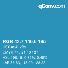 カラーコード: RGB 42.7 146.6 185 | qconv.com