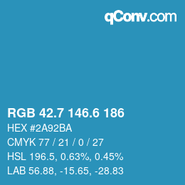 カラーコード: RGB 42.7 146.6 186 | qconv.com