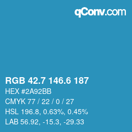カラーコード: RGB 42.7 146.6 187 | qconv.com