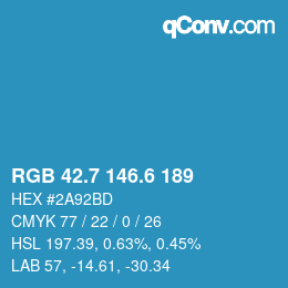 カラーコード: RGB 42.7 146.6 189 | qconv.com