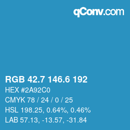 カラーコード: RGB 42.7 146.6 192 | qconv.com