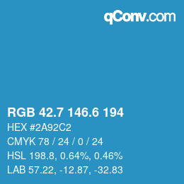カラーコード: RGB 42.7 146.6 194 | qconv.com