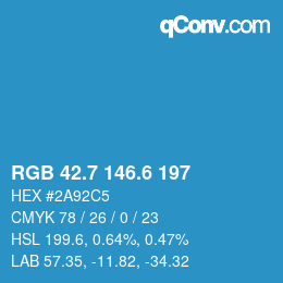 カラーコード: RGB 42.7 146.6 197 | qconv.com