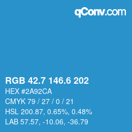 カラーコード: RGB 42.7 146.6 202 | qconv.com
