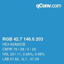 カラーコード: RGB 42.7 146.6 203 | qconv.com