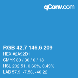 カラーコード: RGB 42.7 146.6 209 | qconv.com