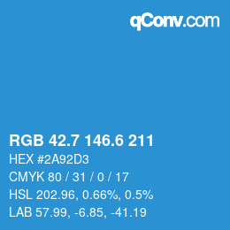 カラーコード: RGB 42.7 146.6 211 | qconv.com