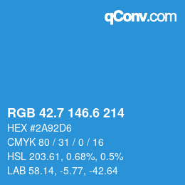 カラーコード: RGB 42.7 146.6 214 | qconv.com