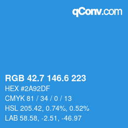 カラーコード: RGB 42.7 146.6 223 | qconv.com