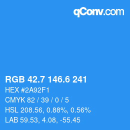 カラーコード: RGB 42.7 146.6 241 | qconv.com