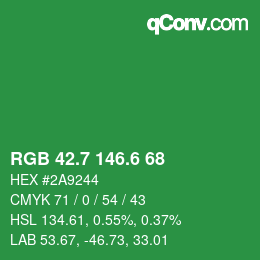 カラーコード: RGB 42.7 146.6 68 | qconv.com