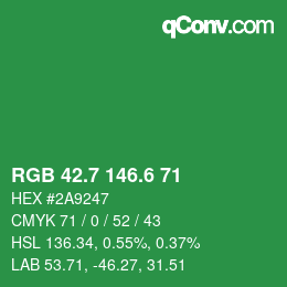 カラーコード: RGB 42.7 146.6 71 | qconv.com