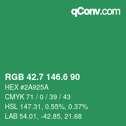 カラーコード: RGB 42.7 146.6 90 | qconv.com