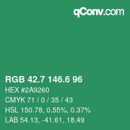 カラーコード: RGB 42.7 146.6 96 | qconv.com