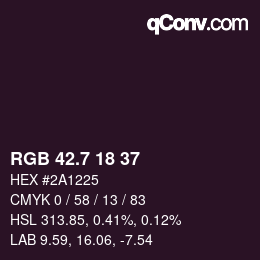 カラーコード: RGB 42.7 18 37 | qconv.com