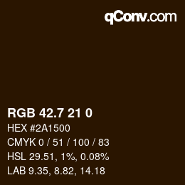 カラーコード: RGB 42.7 21 0 | qconv.com