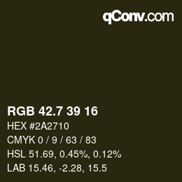 カラーコード: RGB 42.7 39 16 | qconv.com