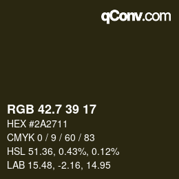 カラーコード: RGB 42.7 39 17 | qconv.com