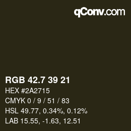 カラーコード: RGB 42.7 39 21 | qconv.com