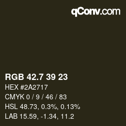 カラーコード: RGB 42.7 39 23 | qconv.com