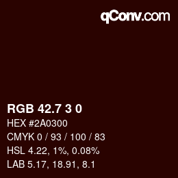カラーコード: RGB 42.7 3 0 | qconv.com