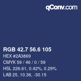カラーコード: RGB 42.7 56.6 105 | qconv.com