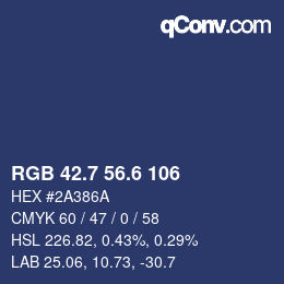 カラーコード: RGB 42.7 56.6 106 | qconv.com