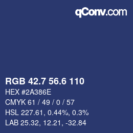 カラーコード: RGB 42.7 56.6 110 | qconv.com