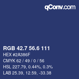 カラーコード: RGB 42.7 56.6 111 | qconv.com