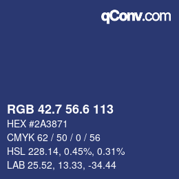 カラーコード: RGB 42.7 56.6 113 | qconv.com