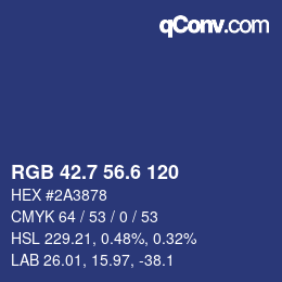 カラーコード: RGB 42.7 56.6 120 | qconv.com