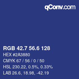 カラーコード: RGB 42.7 56.6 128 | qconv.com