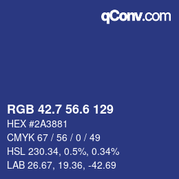 カラーコード: RGB 42.7 56.6 129 | qconv.com