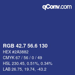 カラーコード: RGB 42.7 56.6 130 | qconv.com