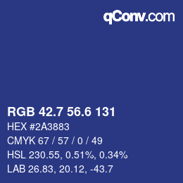 カラーコード: RGB 42.7 56.6 131 | qconv.com