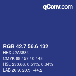 カラーコード: RGB 42.7 56.6 132 | qconv.com