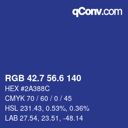 カラーコード: RGB 42.7 56.6 140 | qconv.com