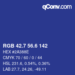カラーコード: RGB 42.7 56.6 142 | qconv.com