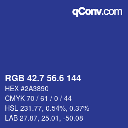 カラーコード: RGB 42.7 56.6 144 | qconv.com