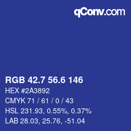 カラーコード: RGB 42.7 56.6 146 | qconv.com