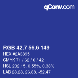 カラーコード: RGB 42.7 56.6 149 | qconv.com