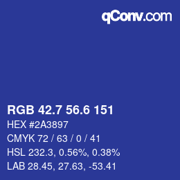 カラーコード: RGB 42.7 56.6 151 | qconv.com