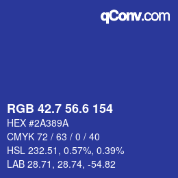 カラーコード: RGB 42.7 56.6 154 | qconv.com