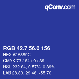 カラーコード: RGB 42.7 56.6 156 | qconv.com