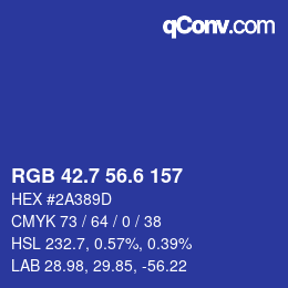 カラーコード: RGB 42.7 56.6 157 | qconv.com